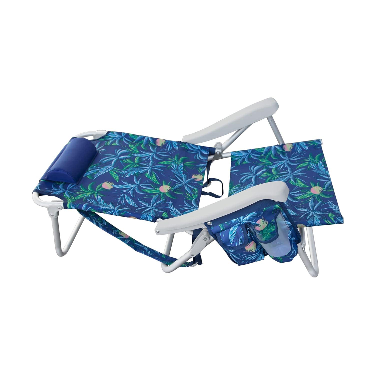 E-Z UP CHHRDLXPMBL Hurley Deluxe Backpack Beach Chair – Deluxe Palms Blue