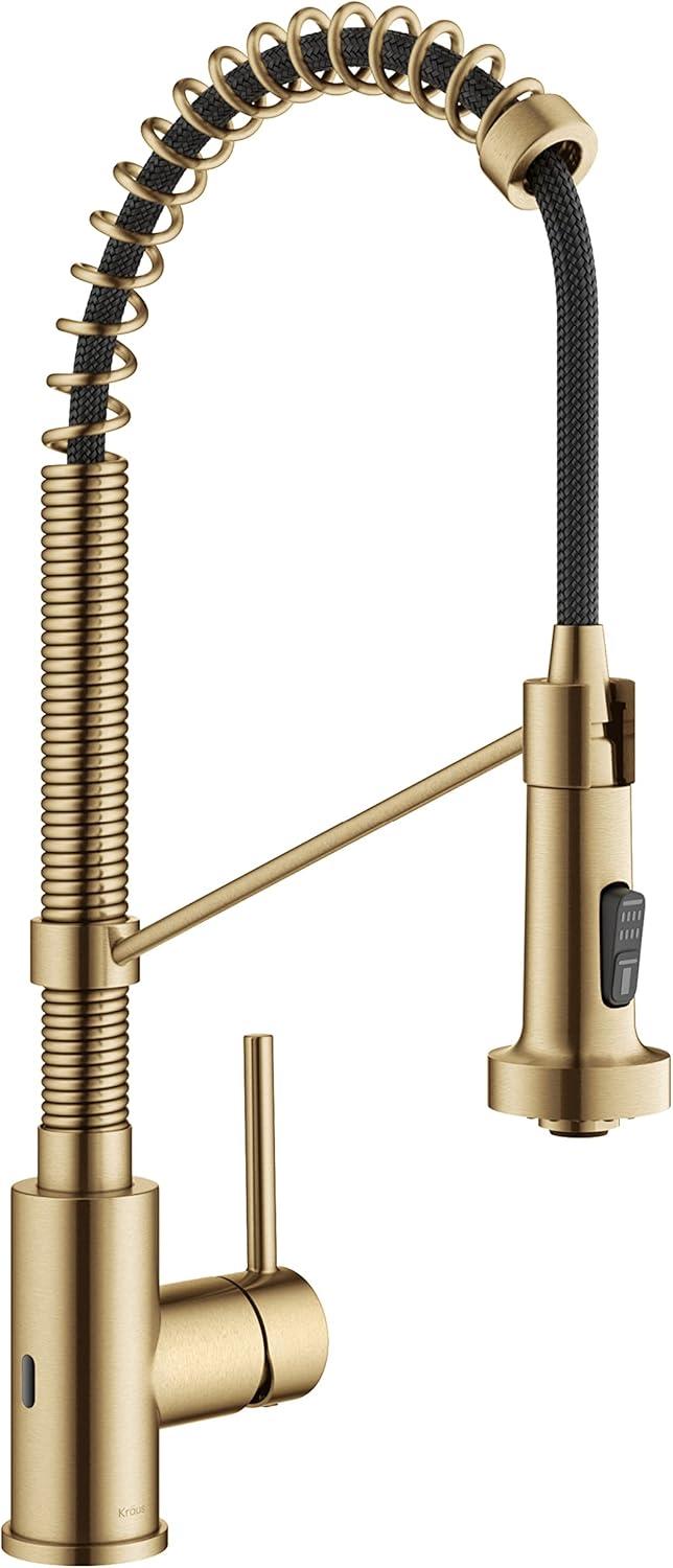 Brushed Brass Touchless Sensor Pull-Down Kitchen Faucet