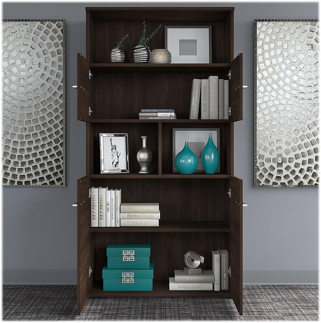 Bush Business Furniture Office 500 72W Height Adjustable Standing Desk with Storage and Bookcase