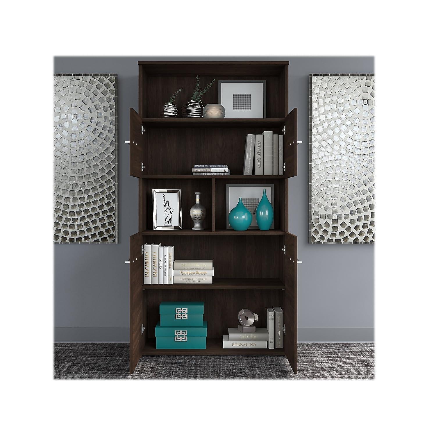 Bush Business Furniture Office 500 72W Height Adjustable Standing Desk with Storage and Bookcase
