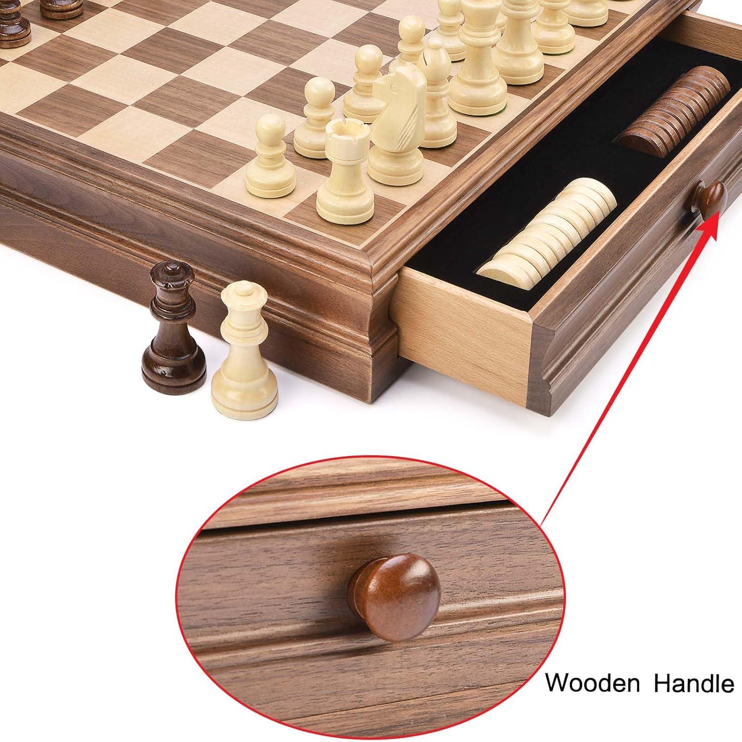 15" Large 2-in-1 Chess and Checkers Board Game Combo Set