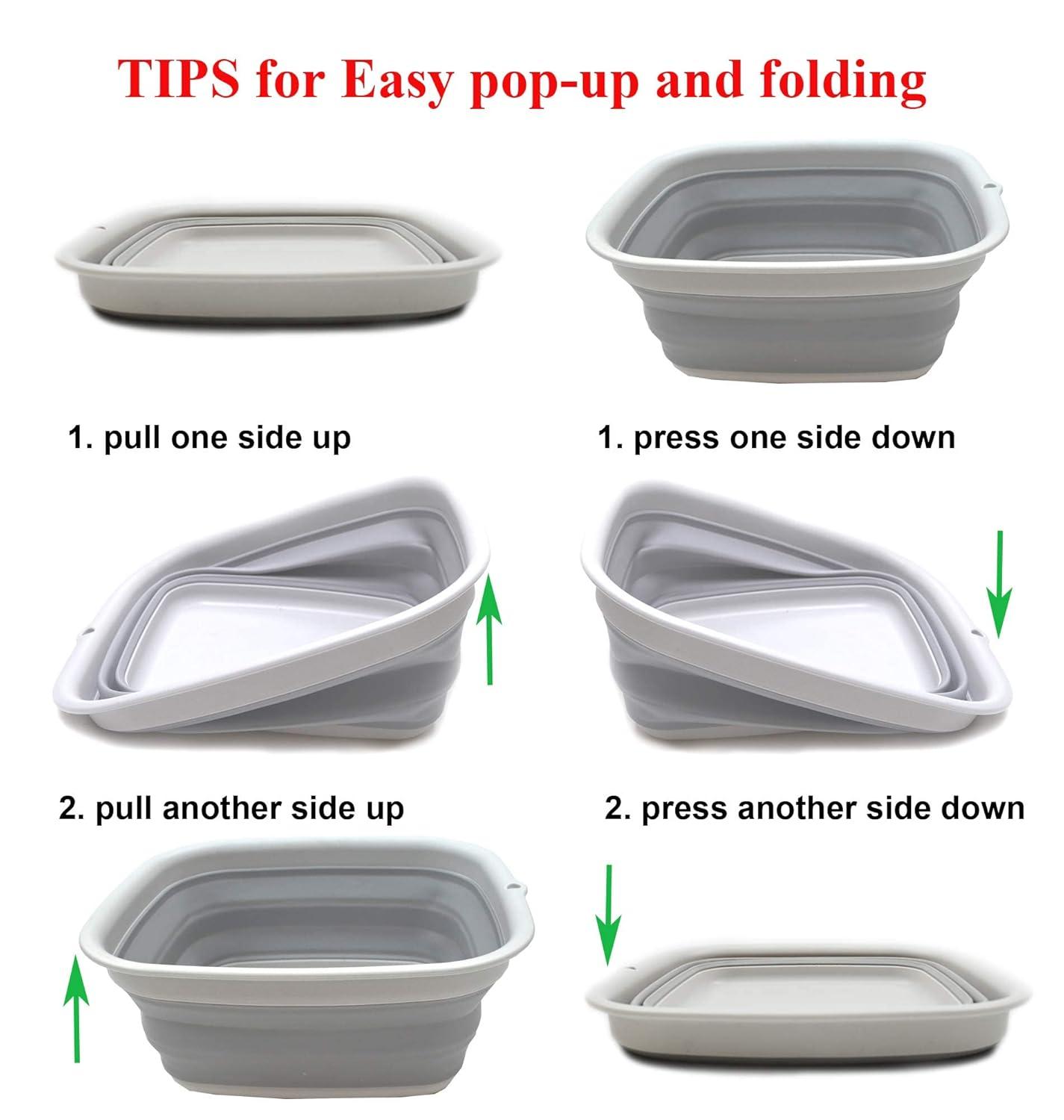 SAMMART 7.7L (2 Gallon) Collapsible Tub - Foldable Dish Tub, Grey