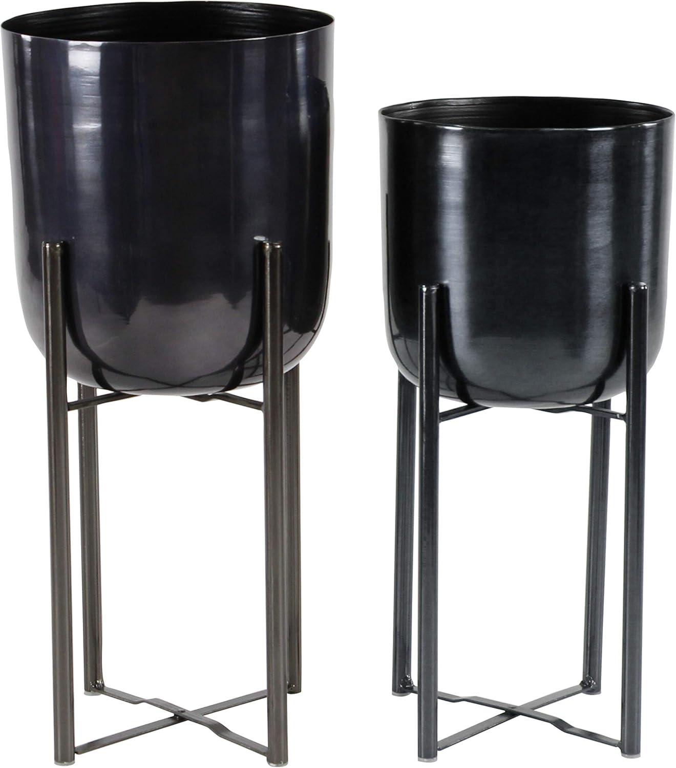 CosmoLiving by Cosmopolitan 2 - Piece Metal Dome Indoor Outdoor Planter with Removable Stand Set