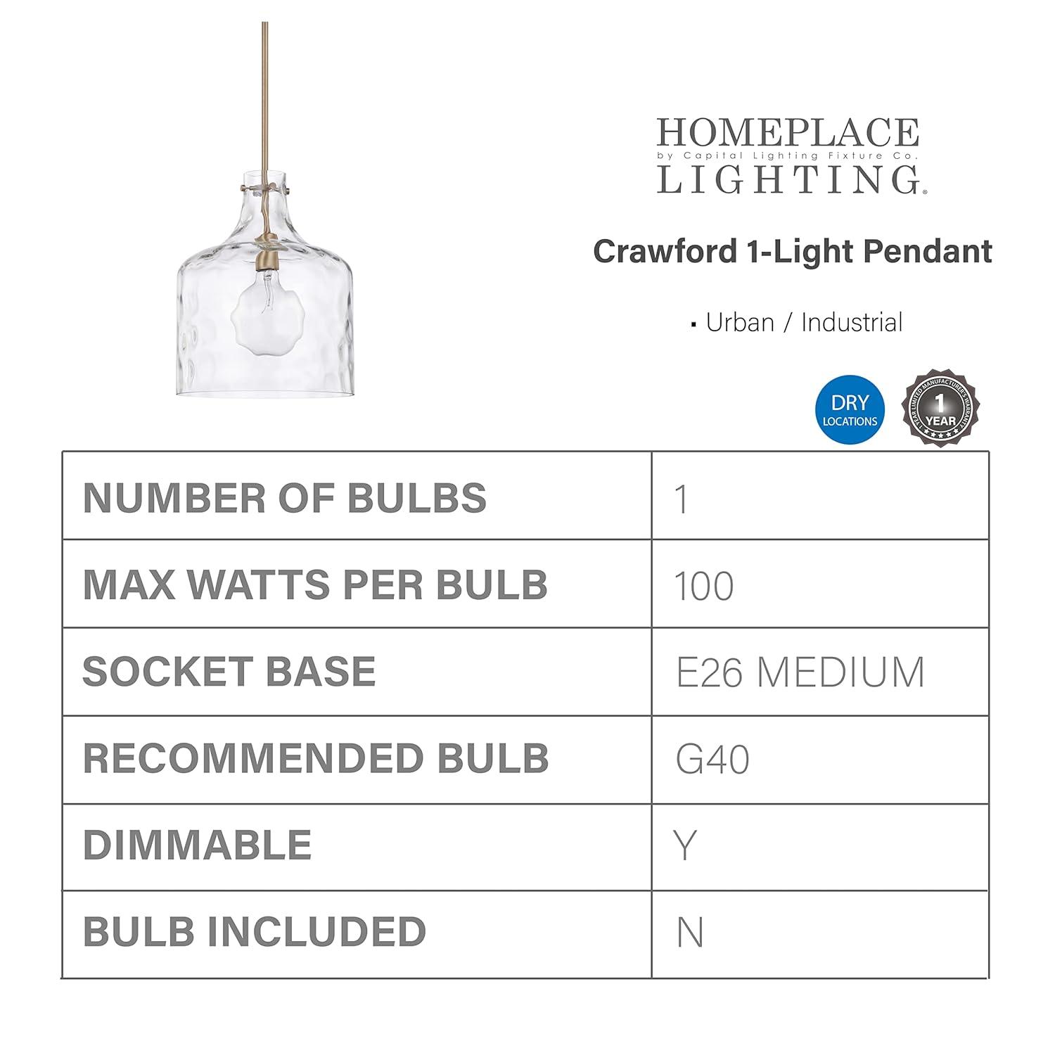 Capital Lighting 325717 1 Light 15" Tall Pendant - Brass