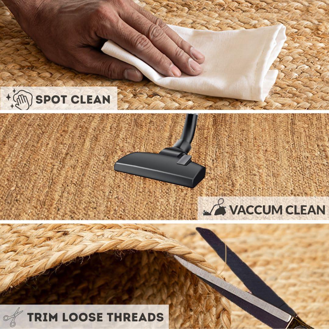 Nuloom 4 Round Rigo Jute Hand Woven Indoor Area Rug, Natural, Solid Farmhouse Design, Natural Fiber Bedroom, Living Room, Kitchen,