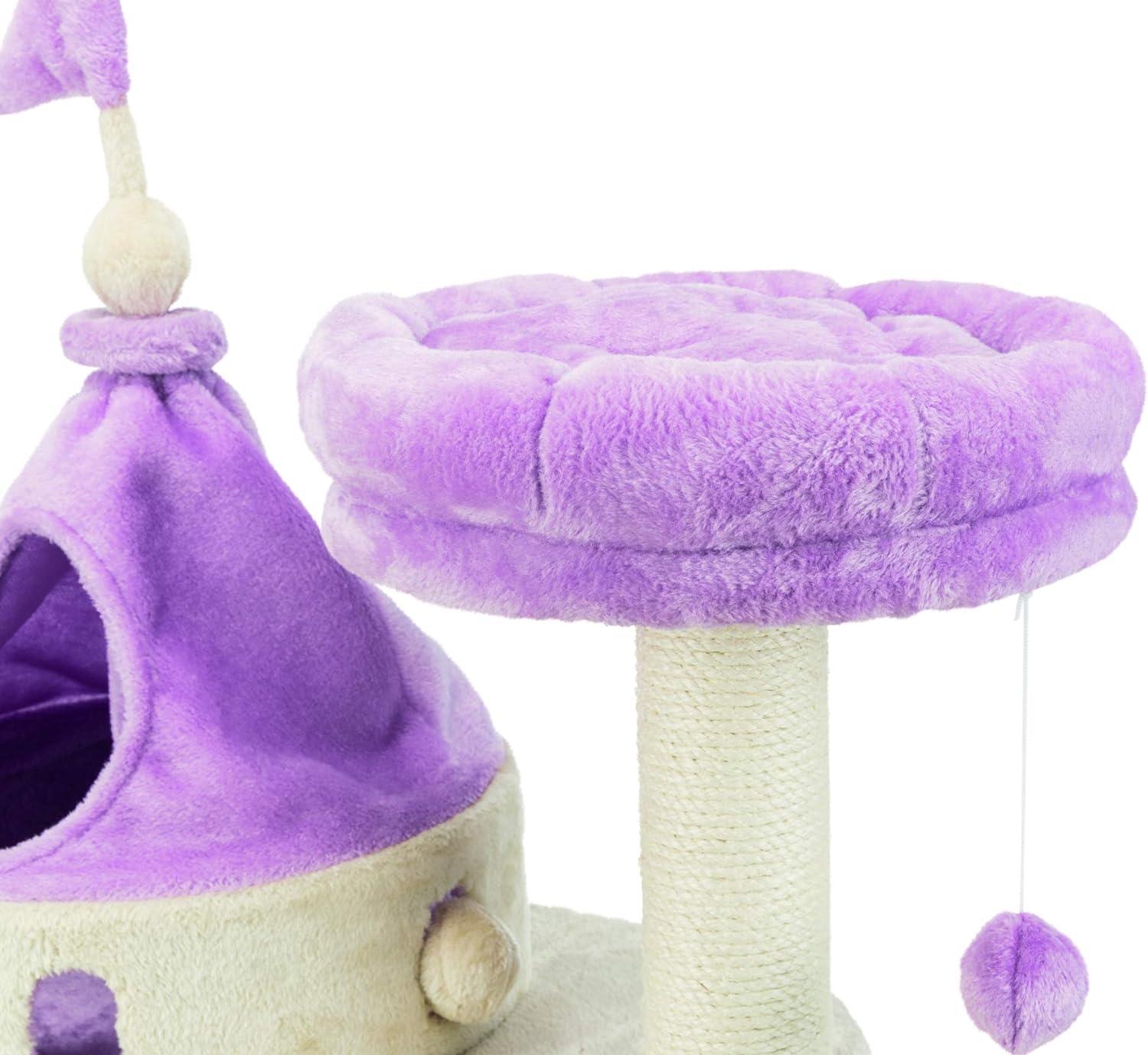 TRIXIE My Kitty Darling Castle Condo, Plush Cat Tree, Sisal Scratching Post, Removable Bed, Crinkling Blanket, Cat Toy