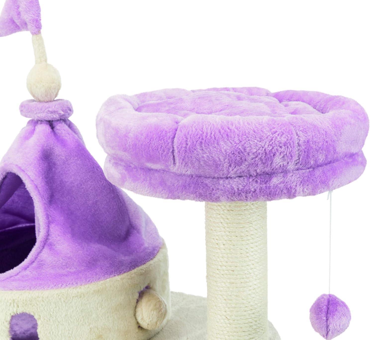TRIXIE TRIXIE My Kitty Darling Castle Condo, Plush Cat Tree, Sisal Scratching Post, Removable Bed, Crinkling Blanket, Cat Toy