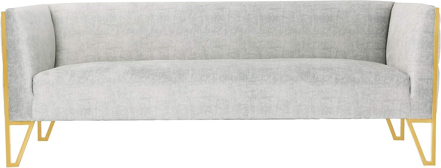 Manhattan Comfort 2pc Vector Sofa and Armchair Set Gray: Velvet Upholstery, Metal & Wood Frame, No Assembly Required
