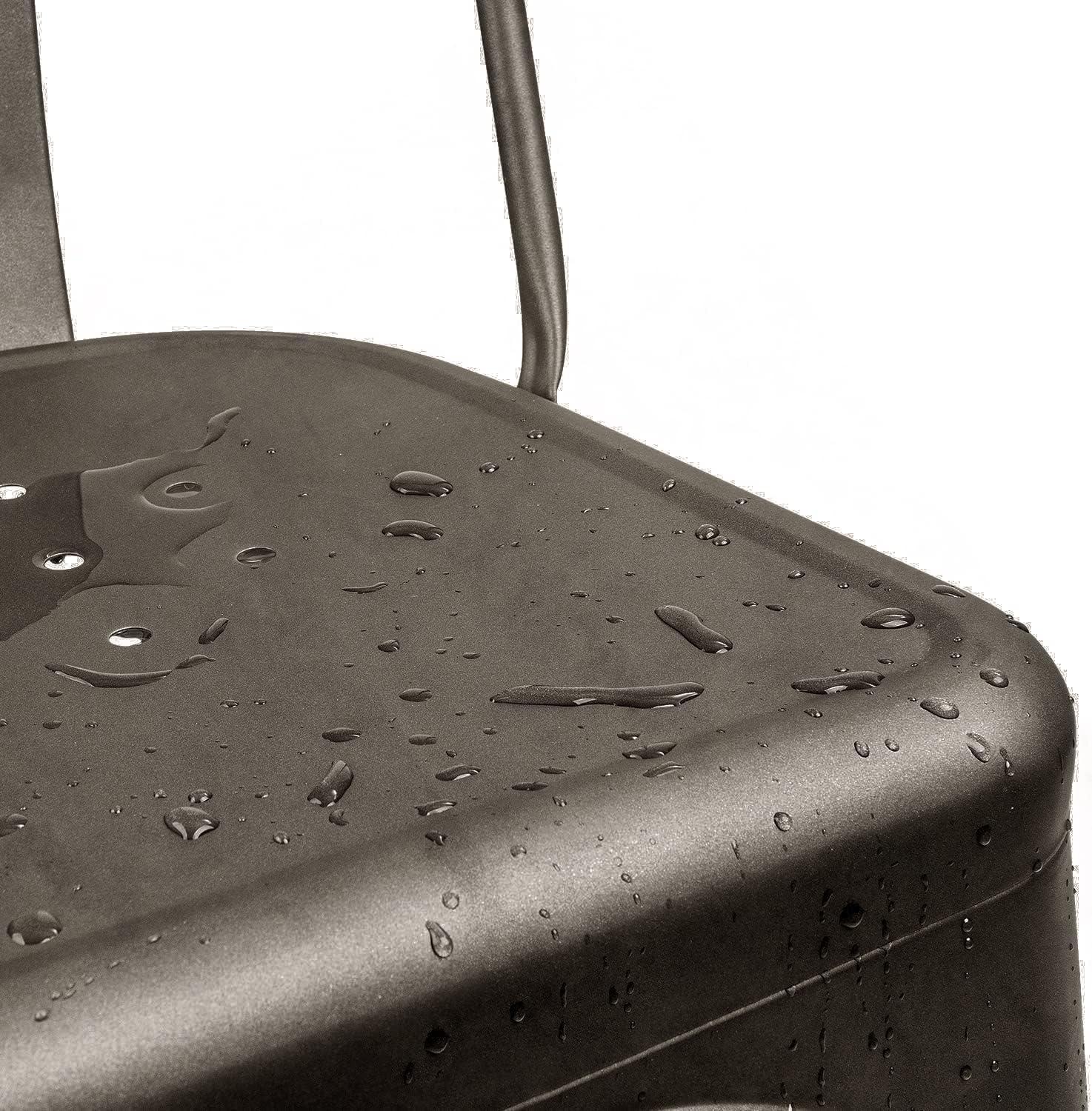 COMHOMA COMHOMA Metal Dining Chair 4pcs Industrial Modern Iron Stackable Bistro Chair (Set of 4)