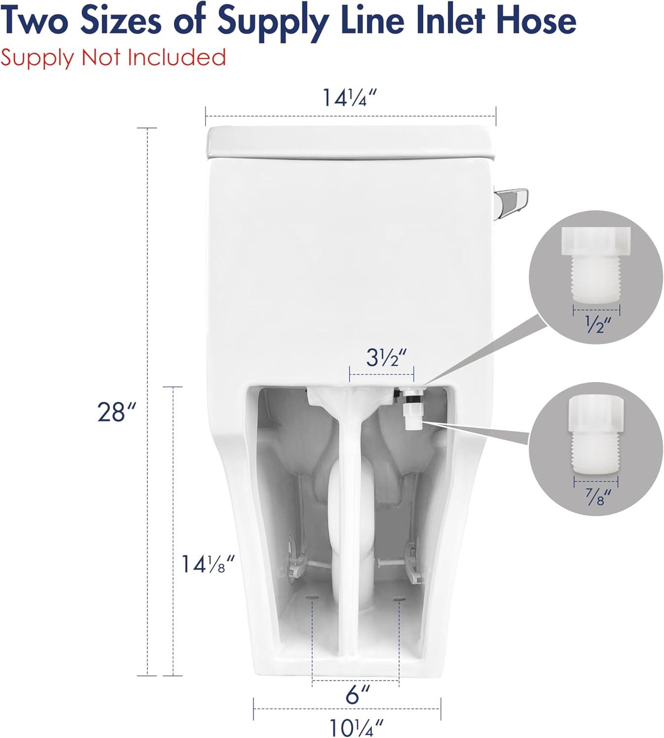 Eridanus One Piece Toilet Elongated With Soft Closing Seat, Comfortable ADA Compliant 17" Chair Height Seat, Powerful & Quiet Left Side Trip Lever Flush (1.28 GPF), 12" Rough-In