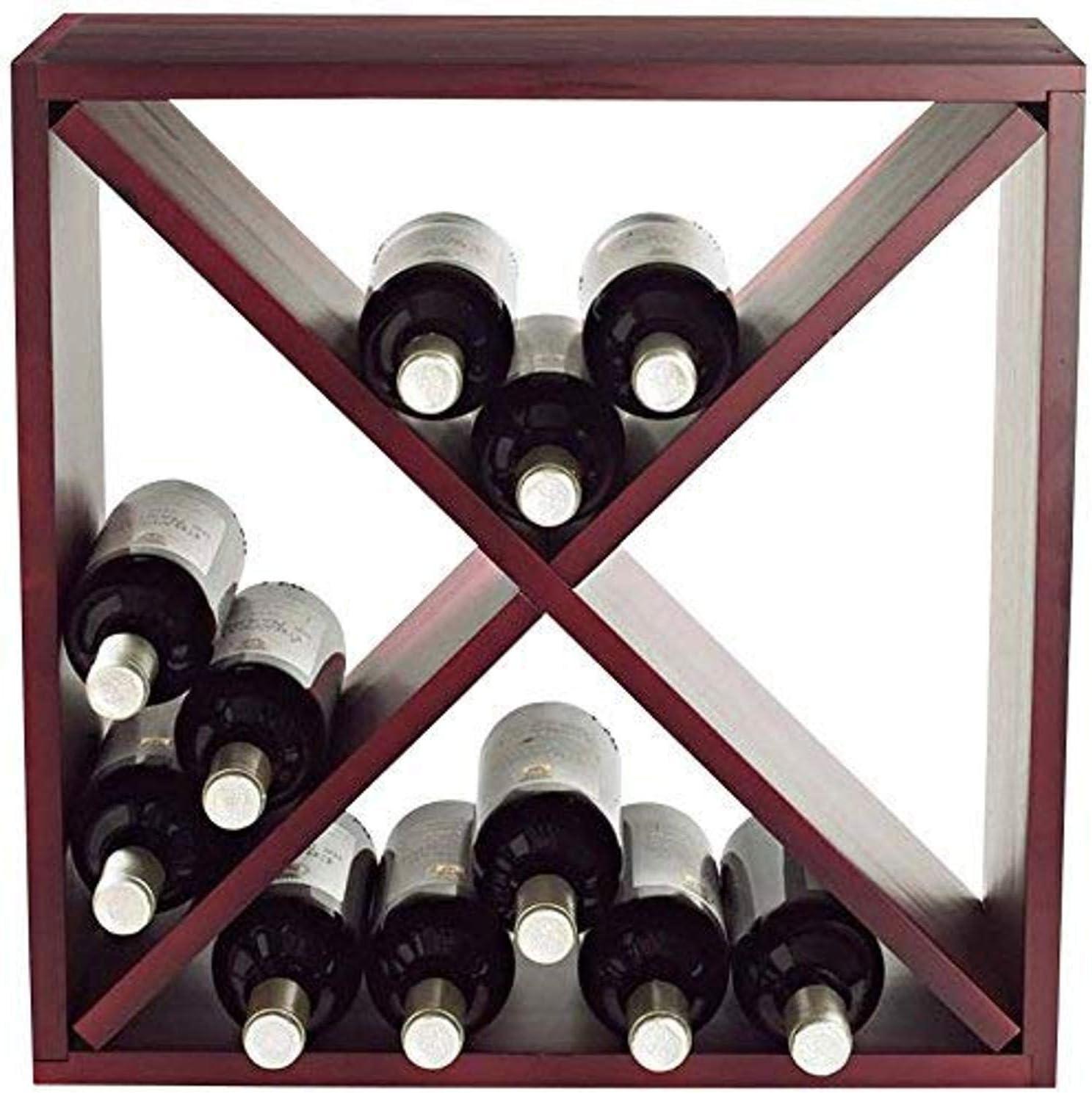 Mahogany 24-Bottle Tabletop Wine Rack with X-Shape Storage