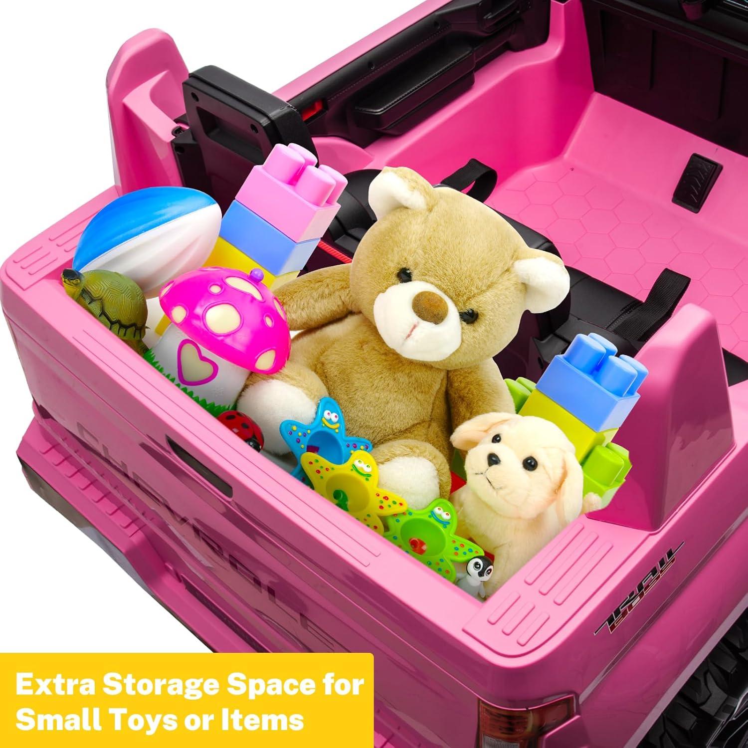 Chevrolet Silverado Autos Ride on con Motor de 24 V para Niños, Juguetes Ride on Extra Grandes de 2 Asientos con Control Remoto, Luz LED, Reproductor de MP3, Vehículos Eléctricos Camión Ride on para Niños y Niñas, Regalos, Azul