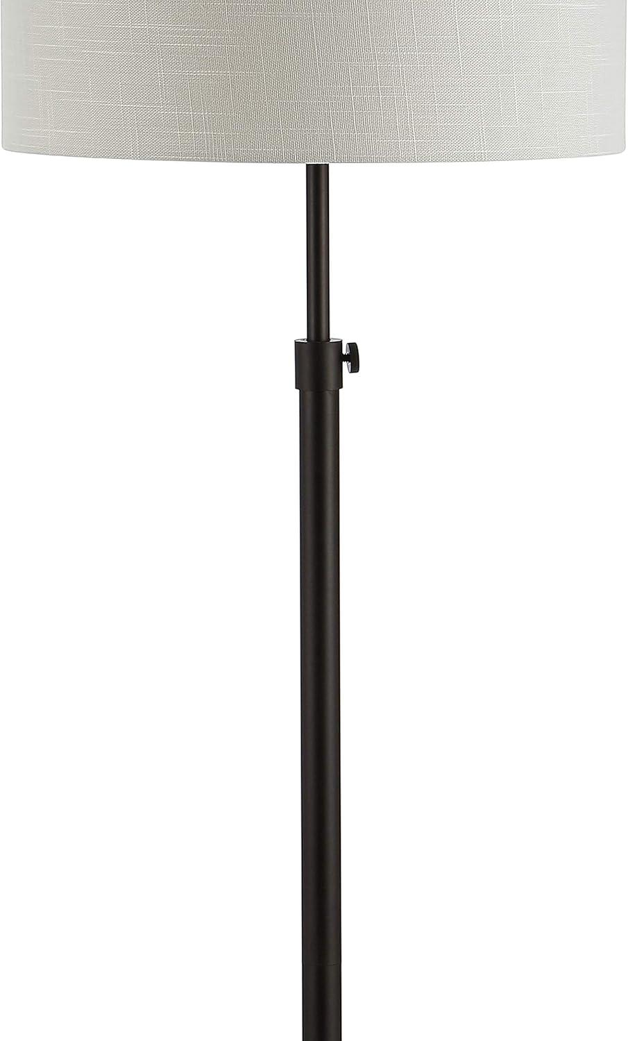 June Contemporary Adjustable 66" Oil-Rubbed Bronze Floor Lamp with White Linen Shade