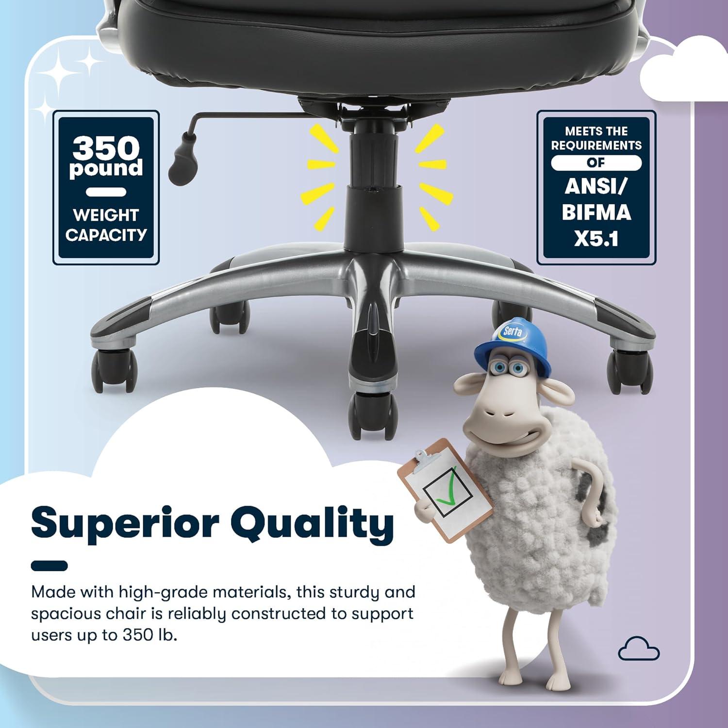 Serta Fairbanks Big and Tall High Back Executive Office and Gaming Chair with Layered Body Pillows