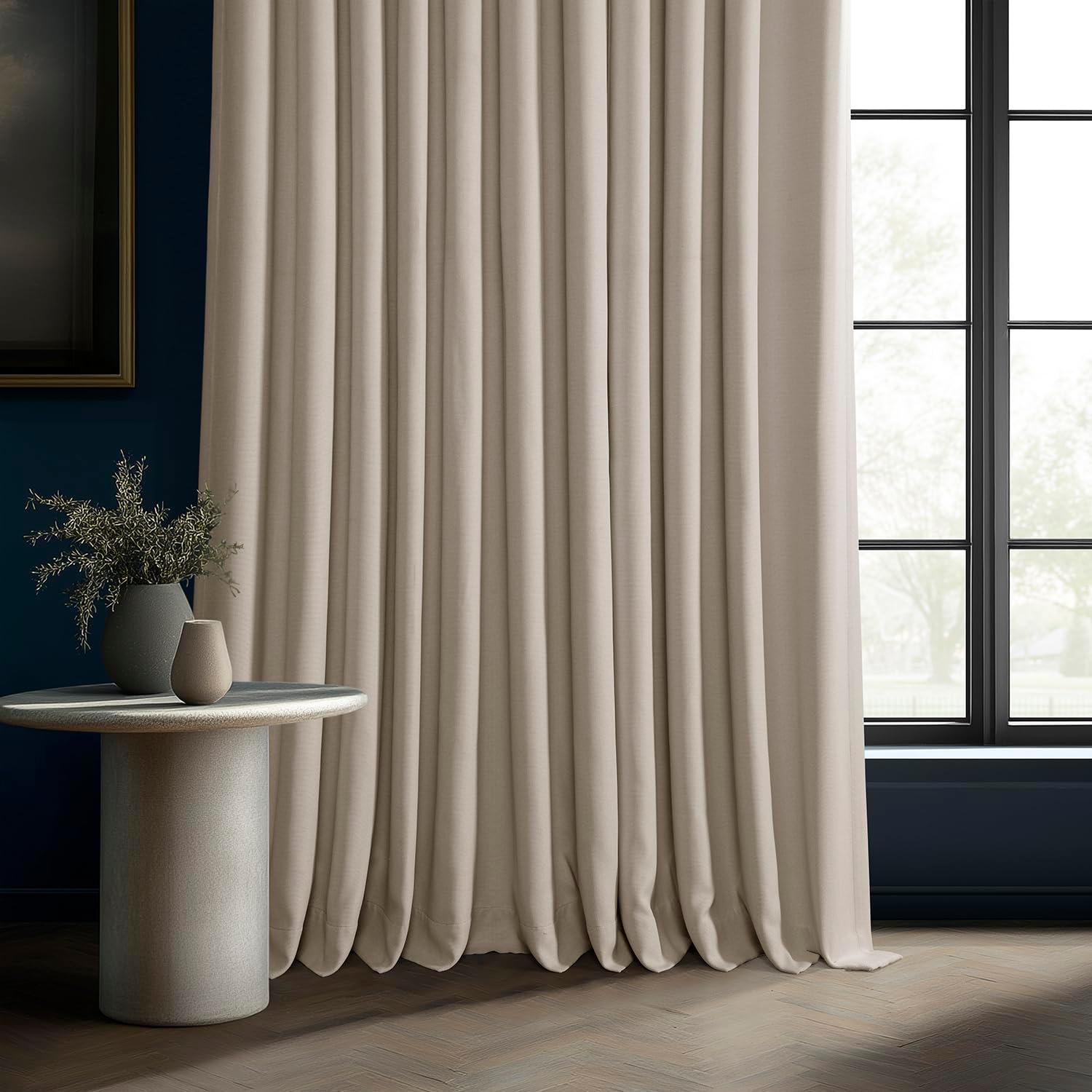 Cortina Oscurecedora de Habitación Extra Ancha de Lino Sintético Birch (1 Panel), Abedul, 100W X 120L