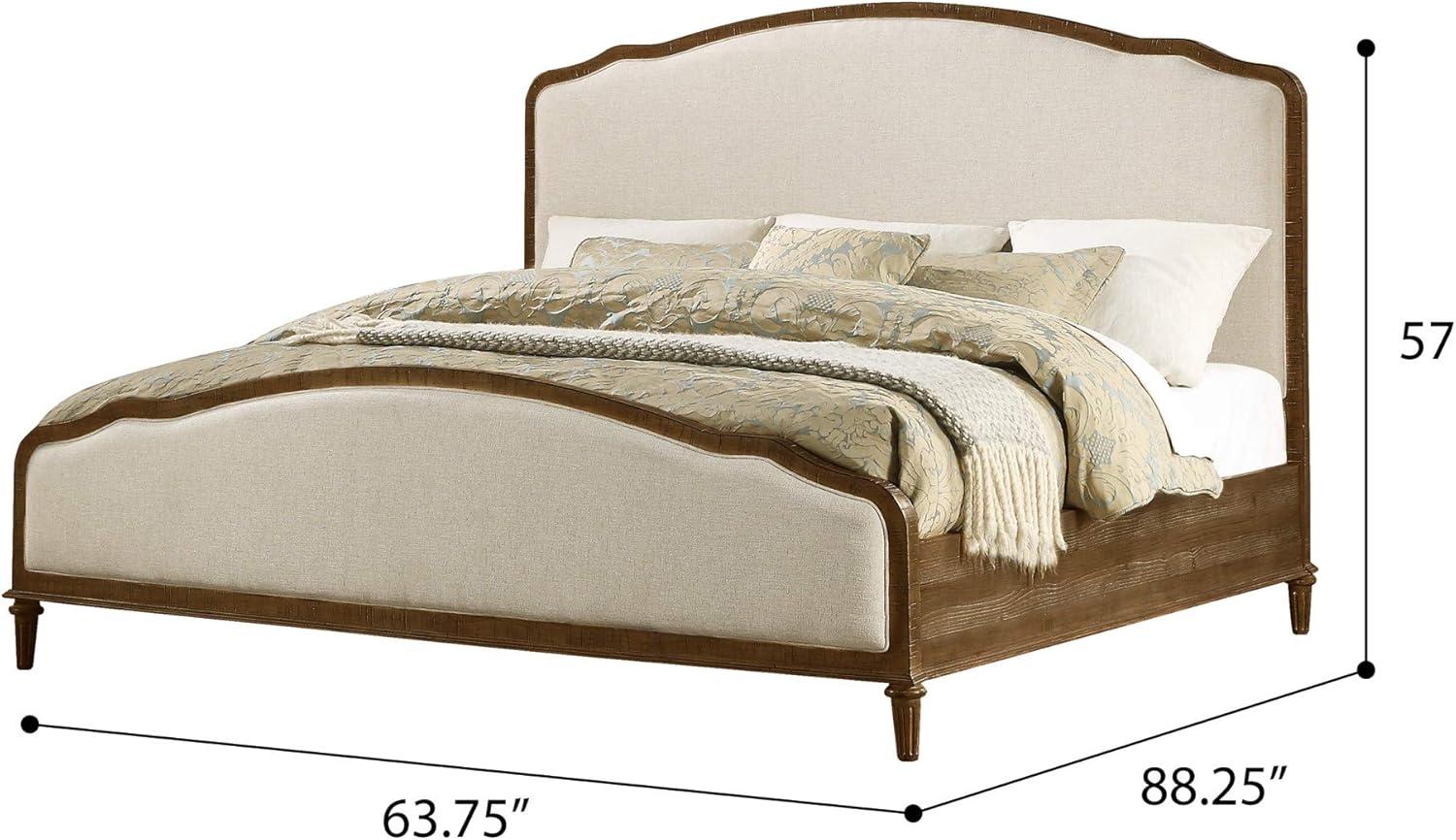 Madrona Burke Cream Queen Bed with Weathered Wood Framing, Headboard And Footboard Panels