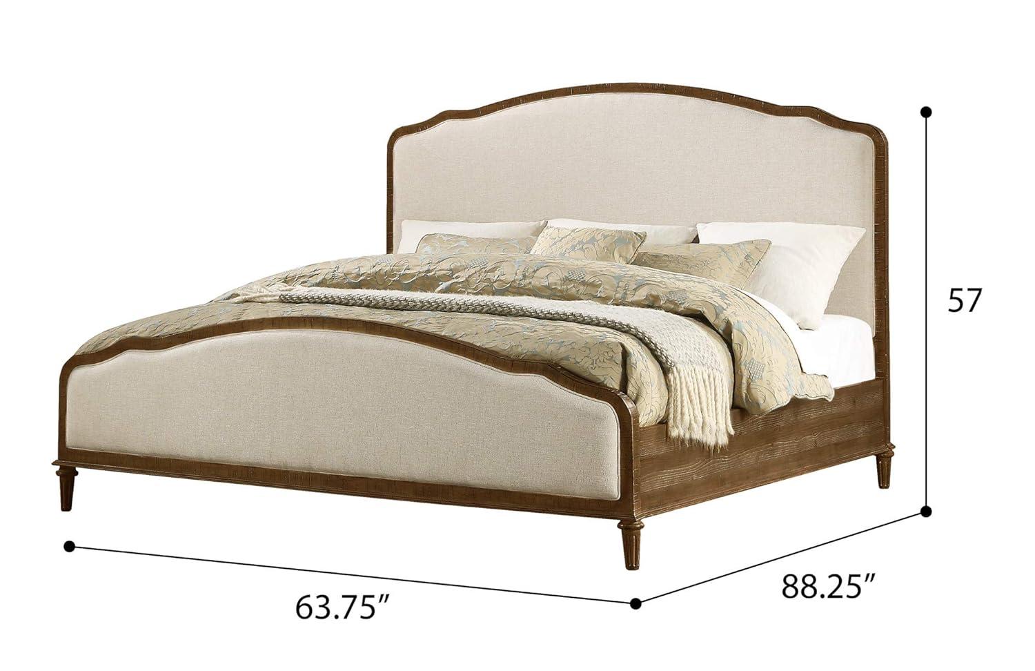 Madrona Burke Cream Queen Bed with Weathered Wood Framing, Headboard And Footboard Panels