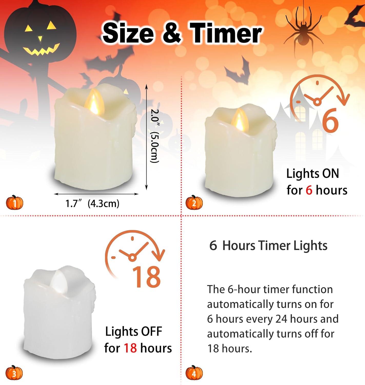 Candle Choice 6 Piece Flameless LED Votive Candles with Remote & Timer - Realistic Flickering Battery-operated Powered Electronic Tealight Candles 1.5”x1.5” Long Lasting Batteries Included 6-Pack