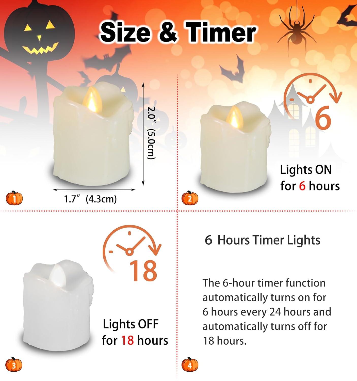 Candle Choice 6 Piece Flameless LED Votive Candles with Remote & Timer - Realistic Flickering Battery-operated Powered Electronic Tealight Candles 1.5”x1.5” Long Lasting Batteries Included 6-Pack