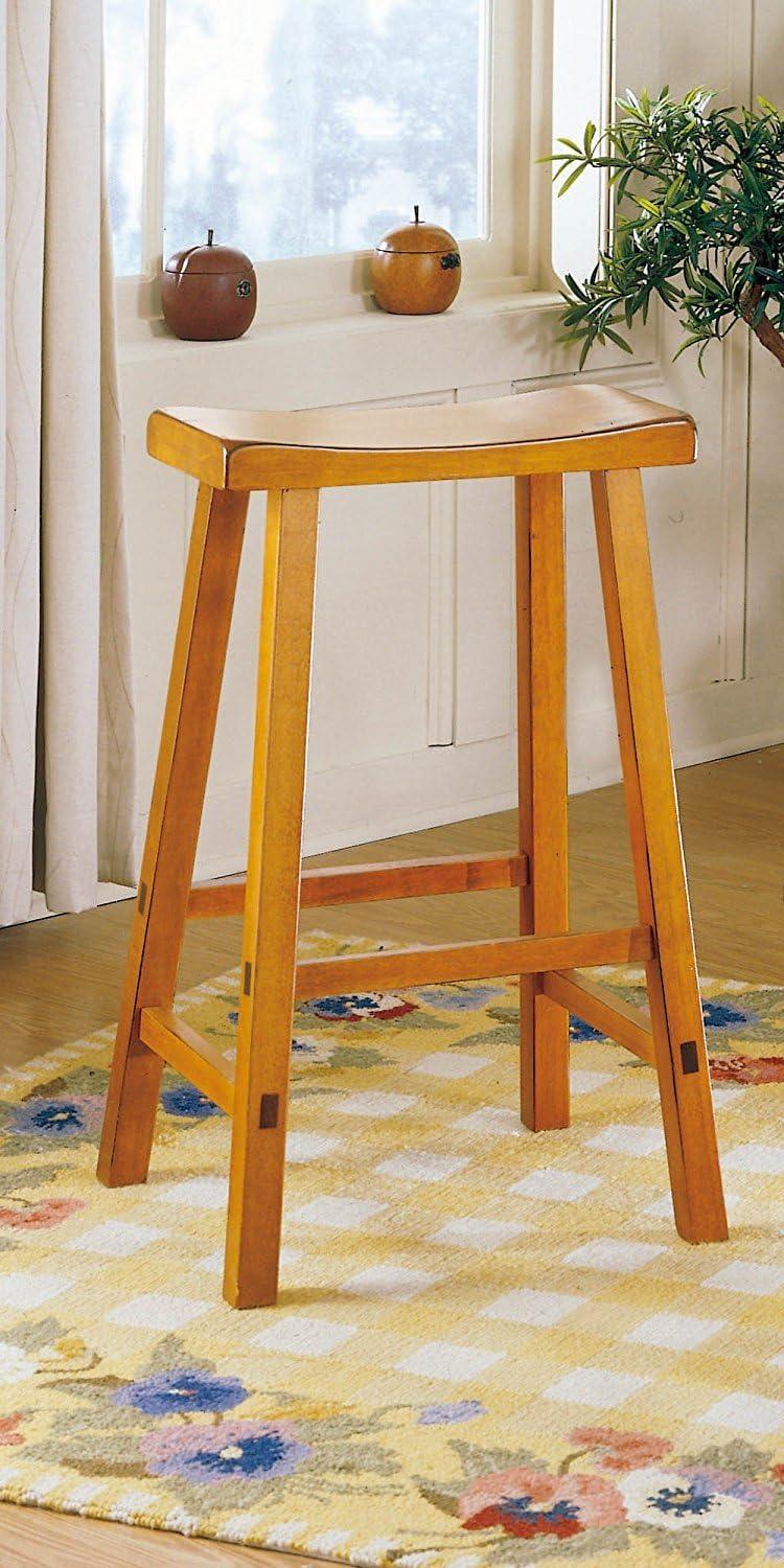 Lexicon Saddleback 29" Solid Wood Bar Stool in Oak (Set of 2)