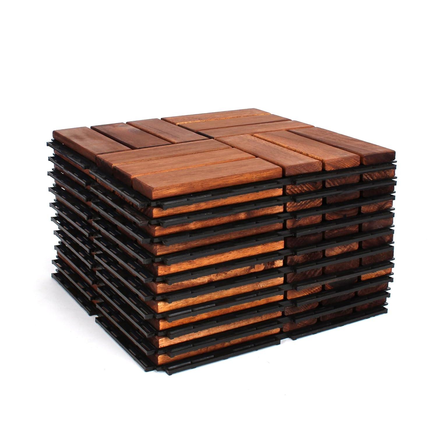 3rd Street Inn 12" x 12" Wood Interlocking Deck Tile (Set of 20)