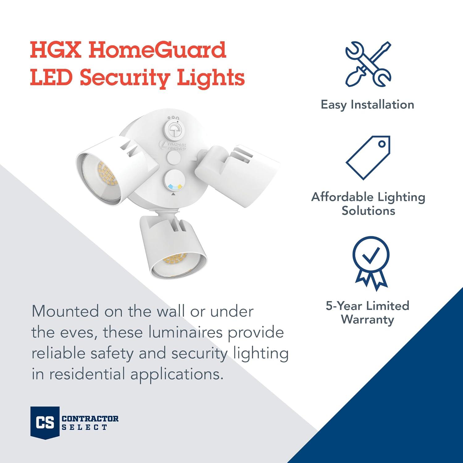 Lithonia Lighting 2 - Head Hardwired Dusk to Dawn Outdoor Security Flood Light with Motion Sensor