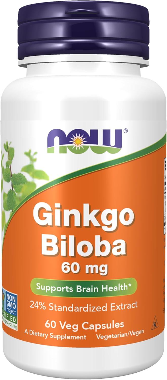 Ginkgo Biloba 60mg 24 % Extract by Now Foods  -  60 Capsule