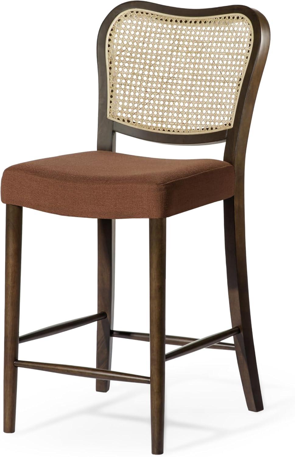 Maven Lane Vera High Back Fabric Counter Height Chair, Aged Brown/Clay
