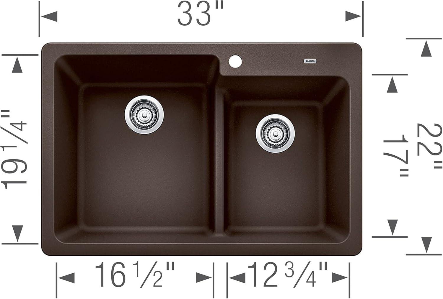 Blanco 442092 Grandis 33" Drop-In Or Undermount Double Basin Silgranit Kitchen Sink -