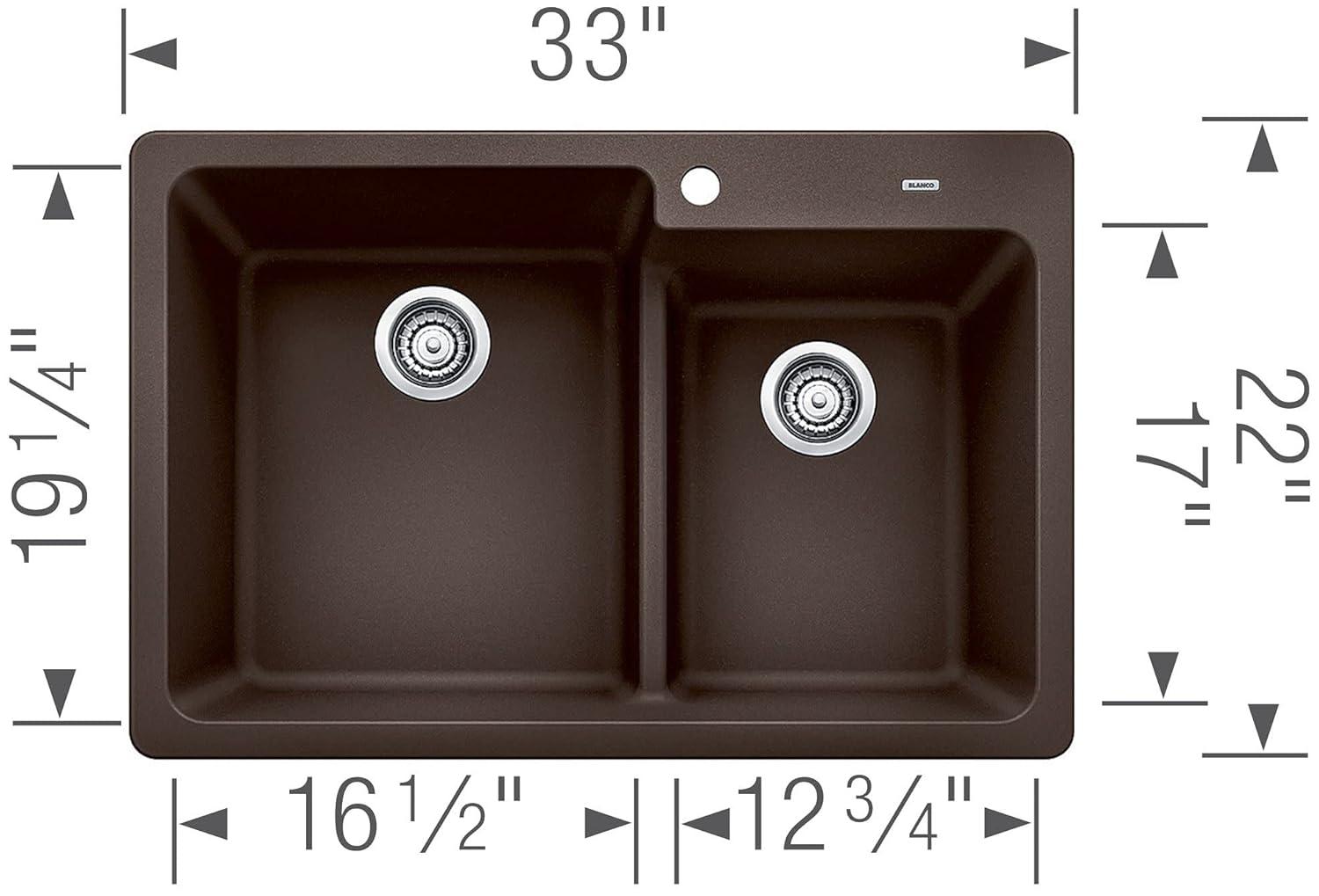 Blanco 442092 Grandis 33" Drop-In Or Undermount Double Basin Silgranit Kitchen Sink -