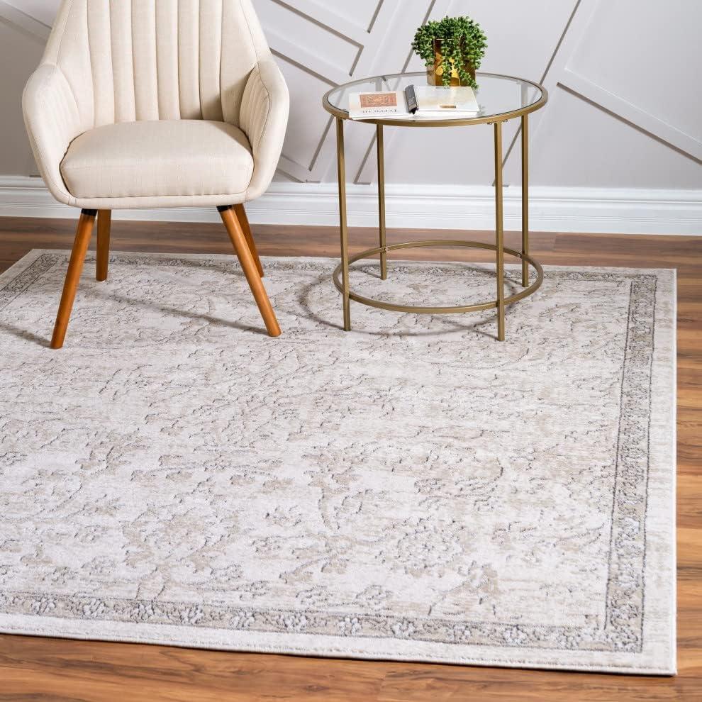 Unique Loom Portland Collection Area Rug - Albany (4' 1" Square Ivory/Beige)