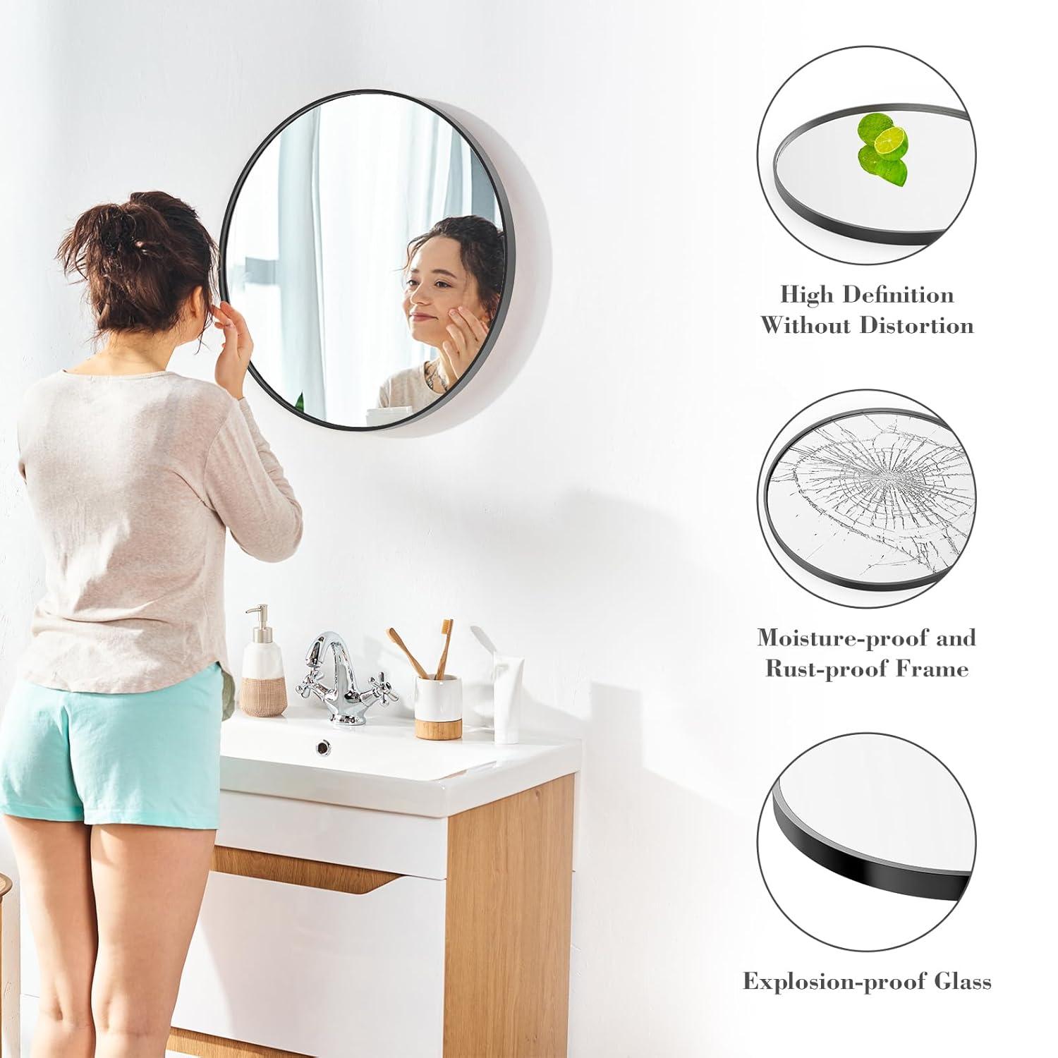 20" Round Silver Aluminum Wall Mirror