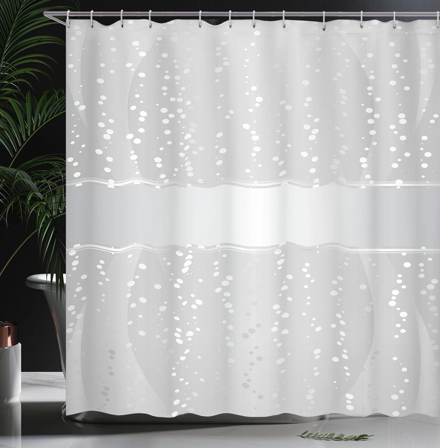 Ambesonne Grey Shower Curtain, Waves Dots Xmas, 69"Wx84"L, Grey White