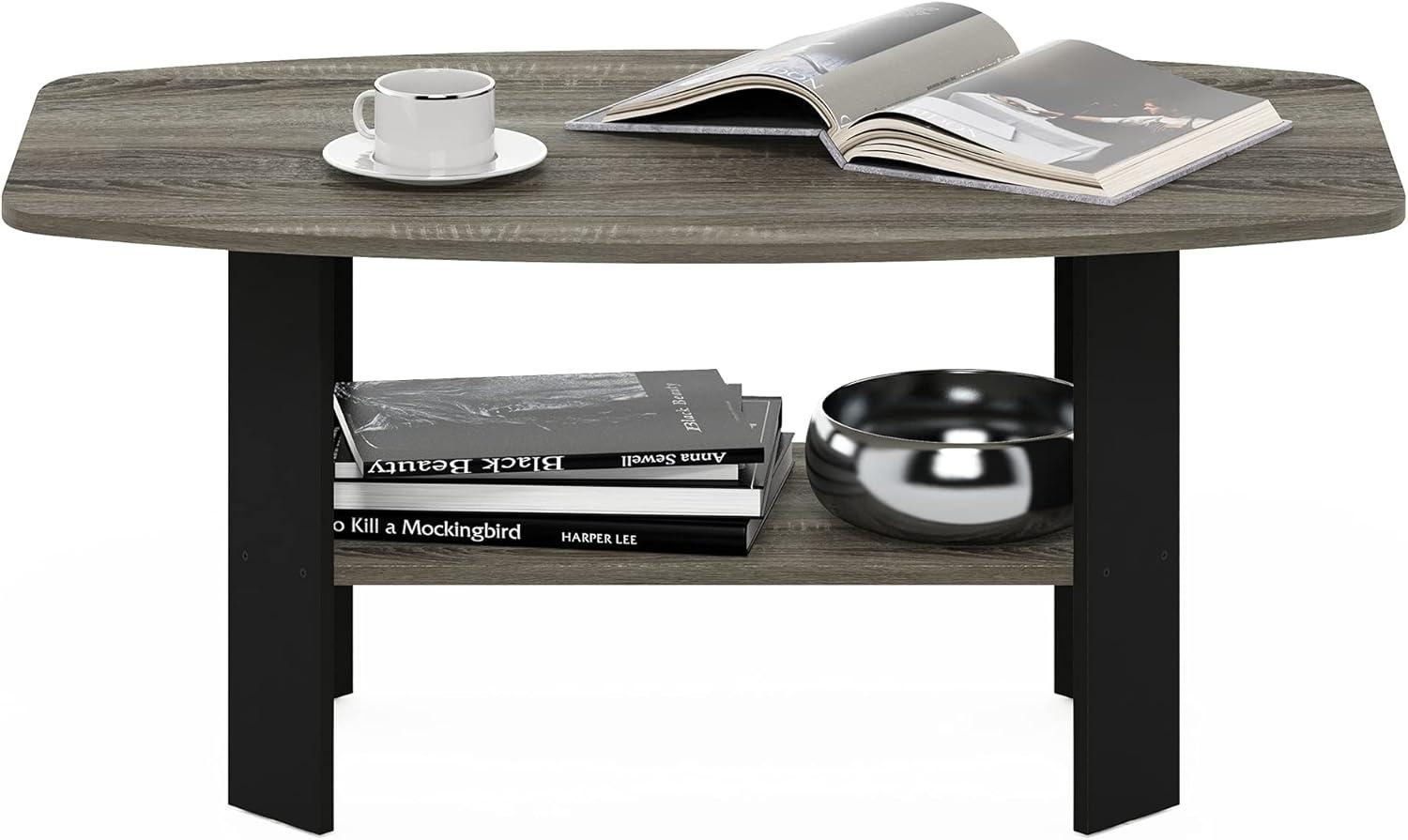 Furinno Engineered Wood Simple Design Coffee Table in French Oak Gray/Black