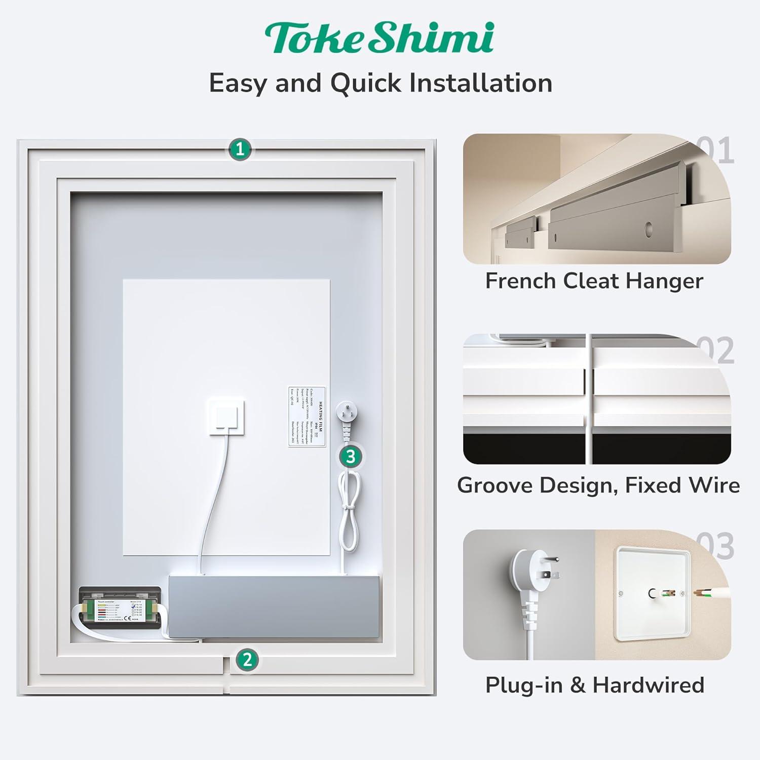 Ivy Bronx Keonjinn 40 X 24 In LED Bathroom Mirror With Lights, Adjustable 3 Color Lights, LED Vanity Mirror, Wall Mounted Anti-Fog Dimmable Mirror, UL Listed LED Driver, HD Tempered Glass(Horizontal/Vertical)