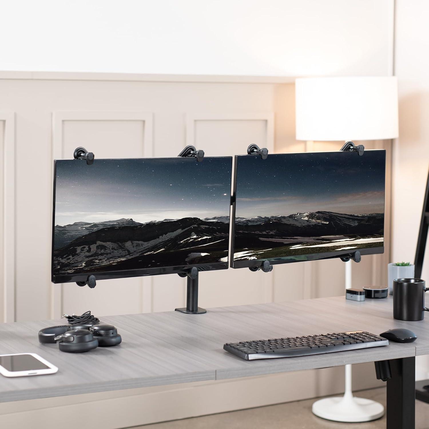 VIVO Non-VESA Dual Monitor Arm Desk Mount Fully Adjustable with VESA Adapters