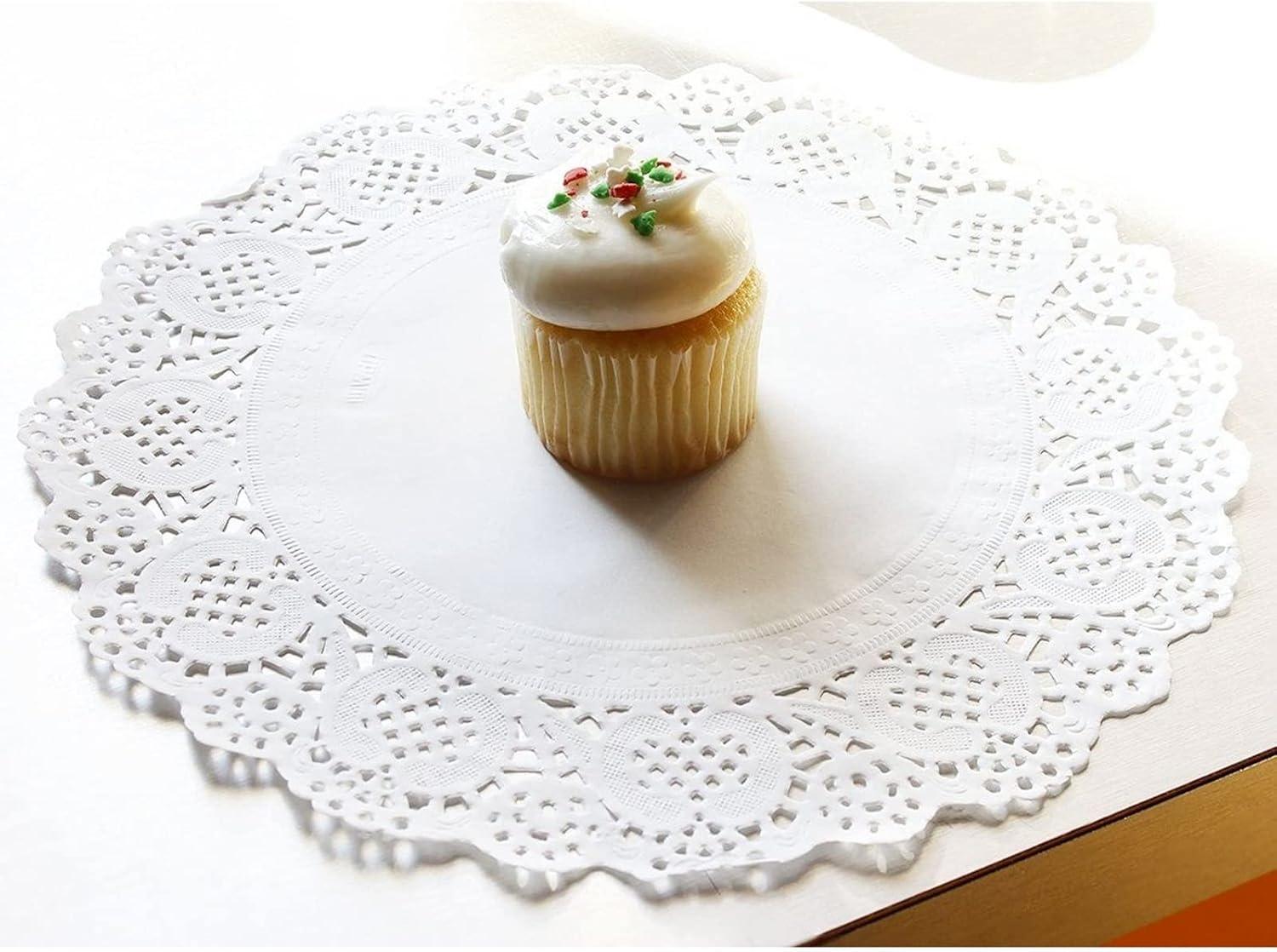 Juvale 250 Pack White 10.5" Lace Doilies Paper Round Placemats, Cake Box Liners, Baked Treat Display