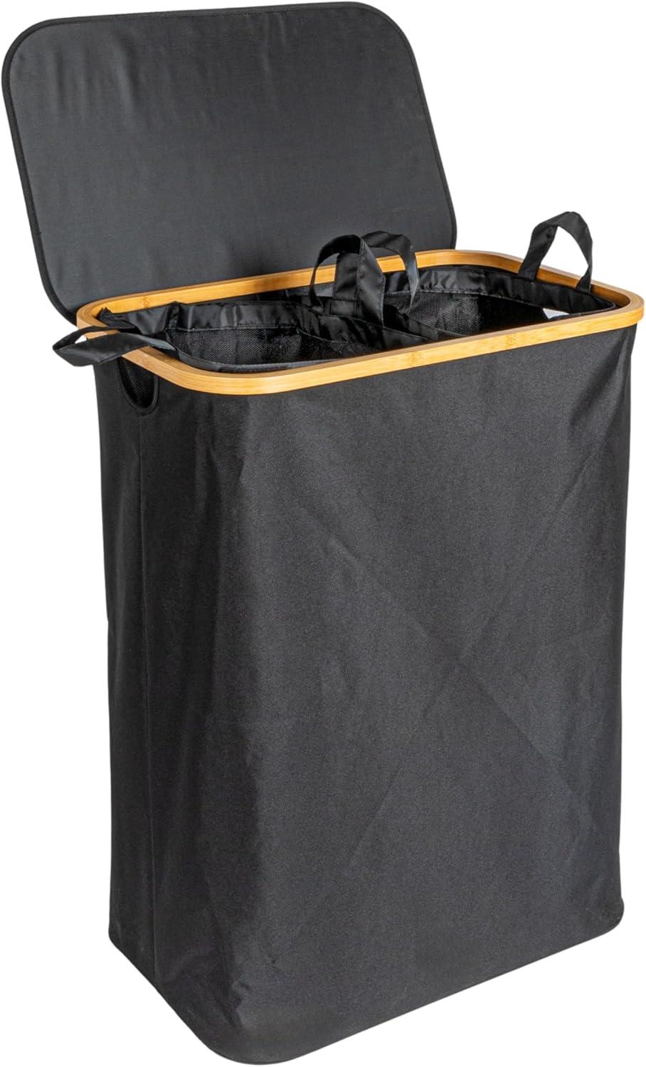 Household Essentials Sleek Laundry Hamper With Dual Mesh Liners And Lid