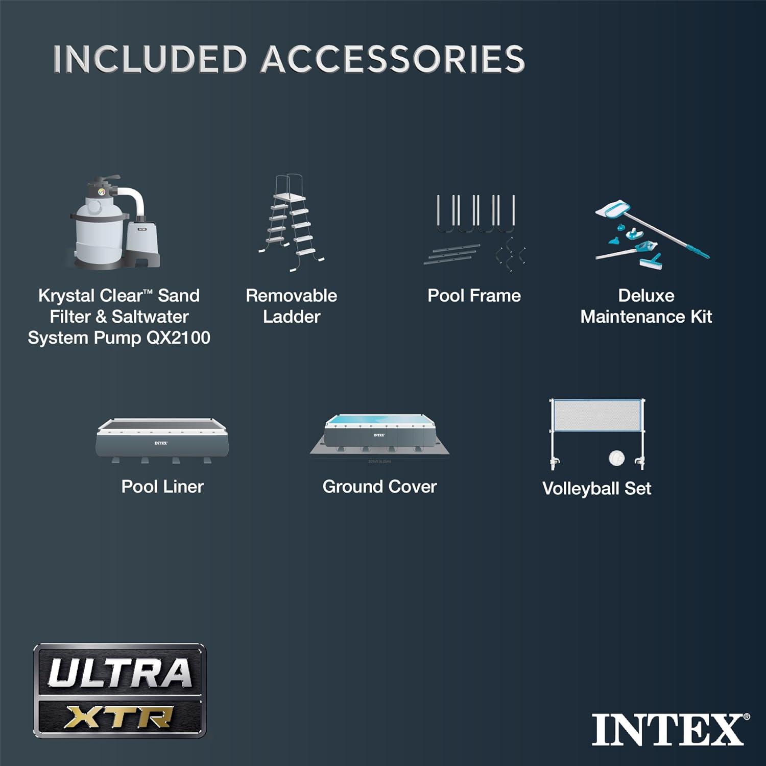 Intex Ultra 24ftX12ftX52in XTR Rectangular Metal Frame Swimming Pool Set w/Pump Filter