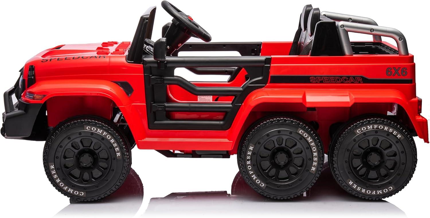 CIPACHO 24V Ride On Car for Kids, 4WD Battery Powered Electric Car with Remote Control, Music, Lights, Five-Point Safety Belt, Red