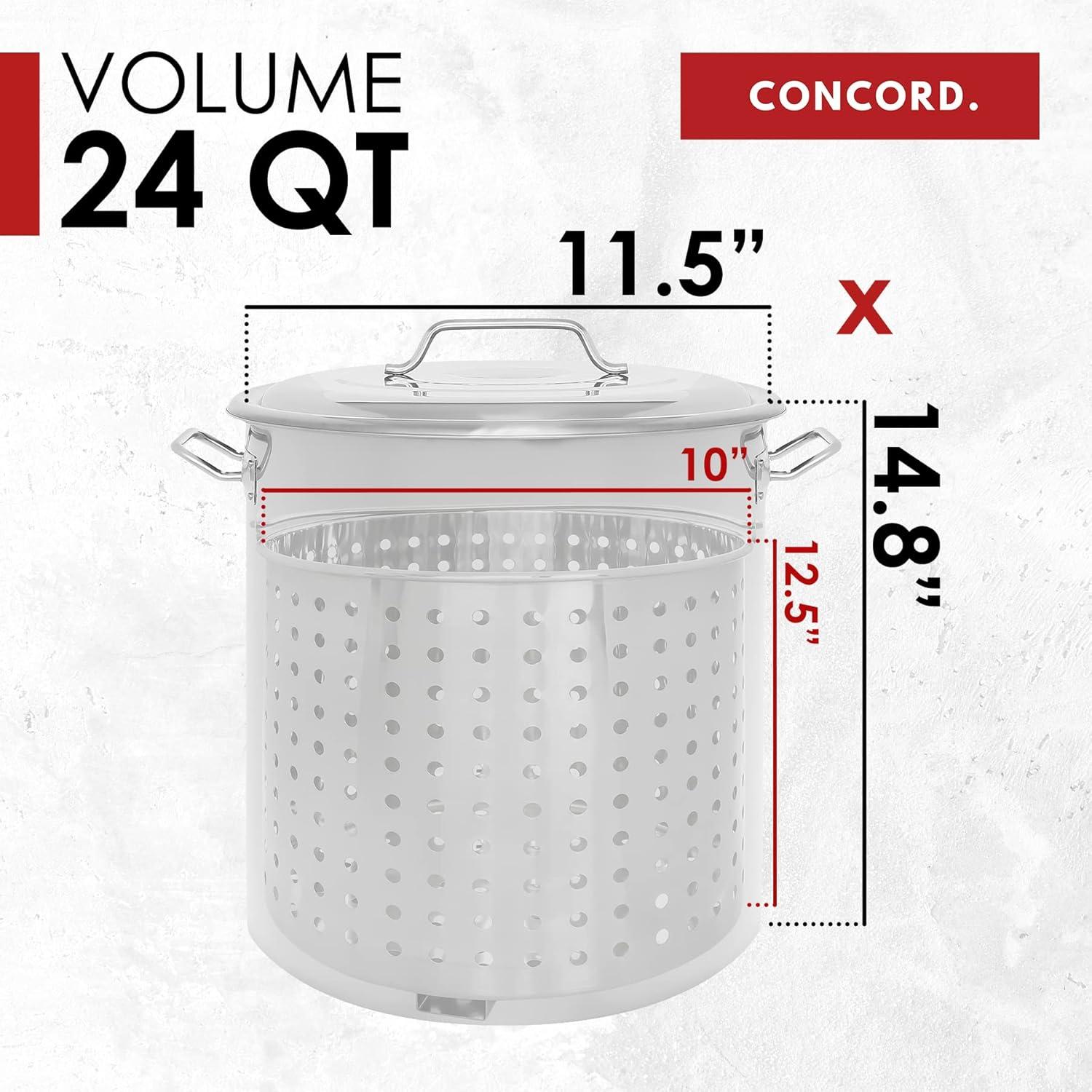 24 Quart Stainless Steel Stock Pot with Steamer Basket