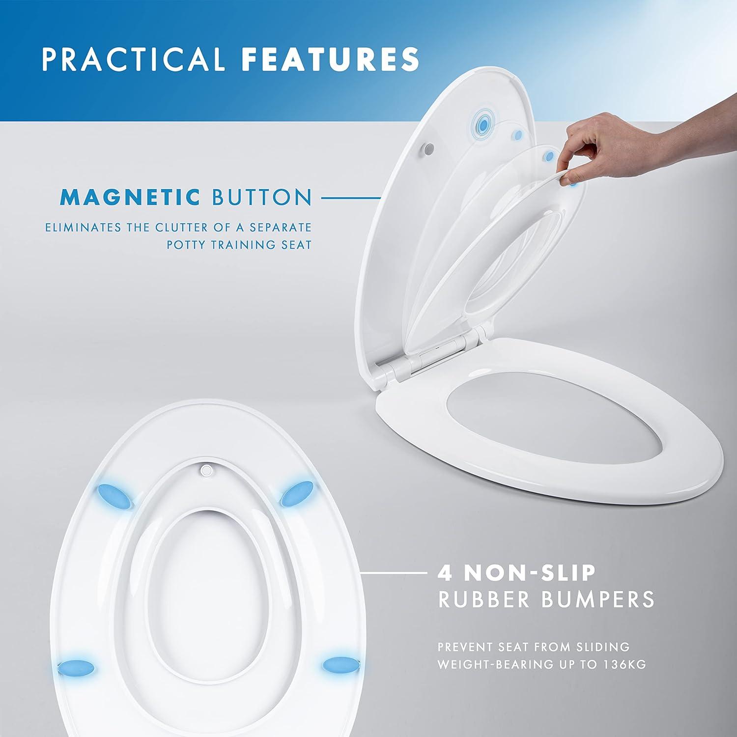 Benkstein® Elongated Toddler Toilet Seat - Potty Training Toilet - Toddler Potty - White