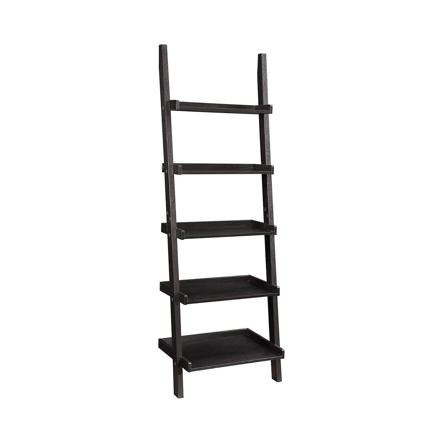 Coaster Colella 5-Shelf Transitional Wood Ladder Bookcase in Cappuccino