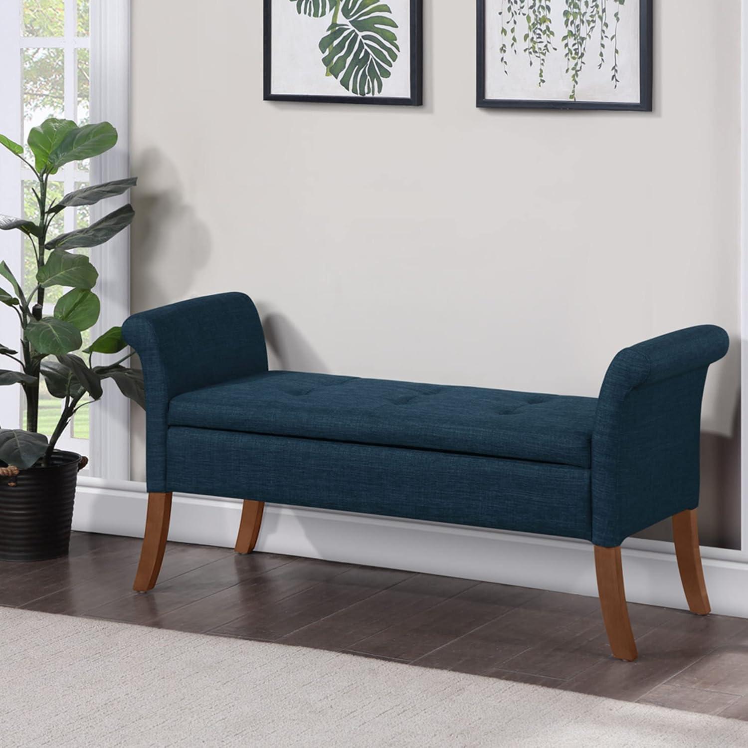Convenience Concepts Designs4Comfort Garbo Storage Bench, Dark Blue Fabric