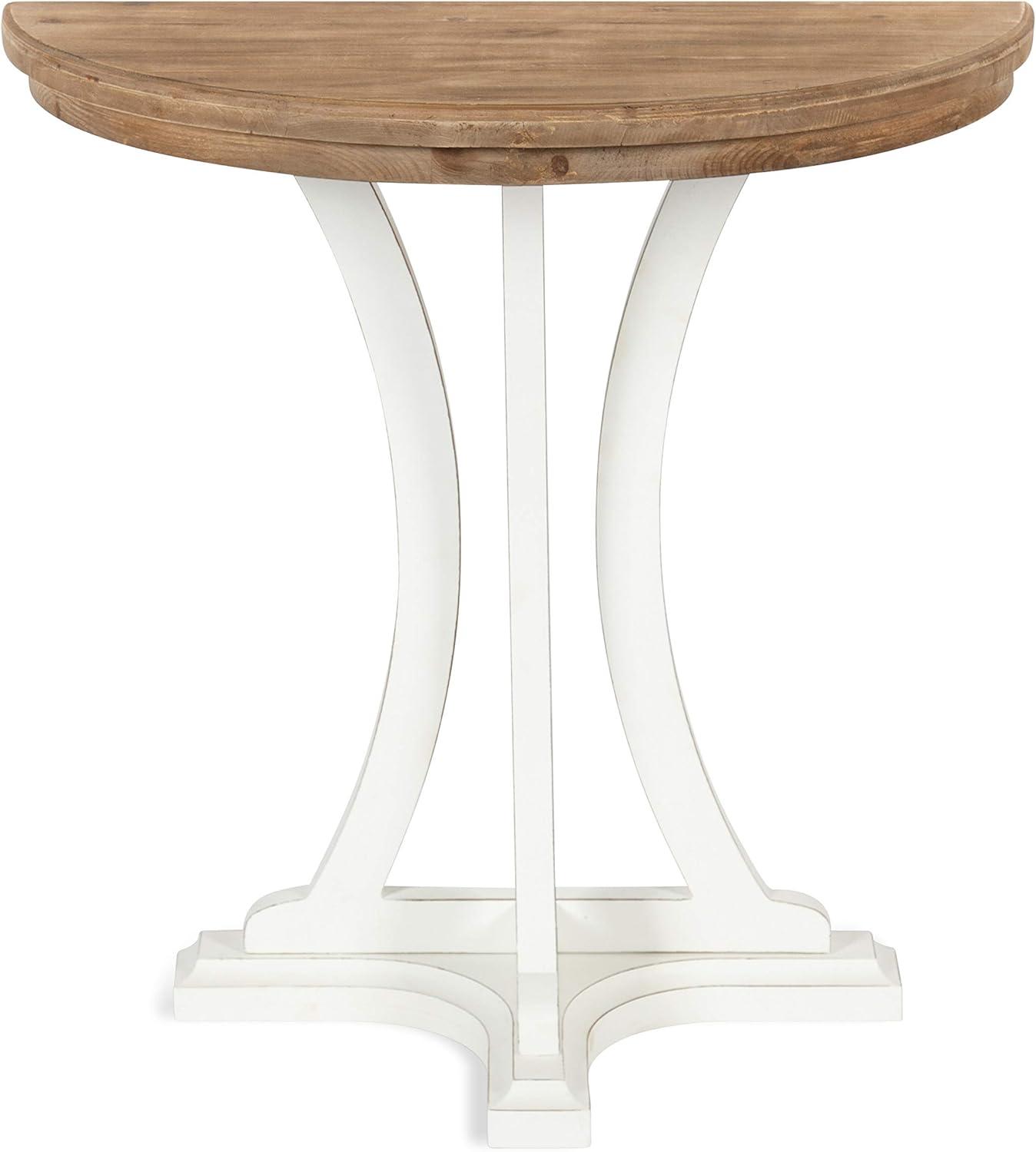 Kate and Laurel Linsley Half Circle Wood Console Table, 30x15x31, Rustic Brown