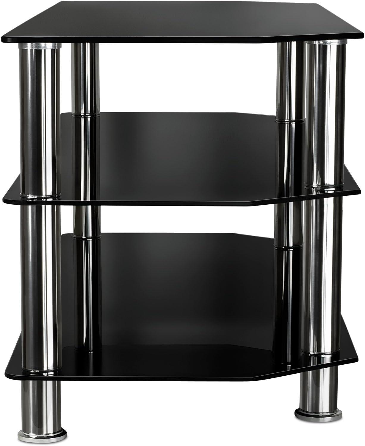 Sleek 60" Black Tempered Glass TV Stand with Tinted Shelves