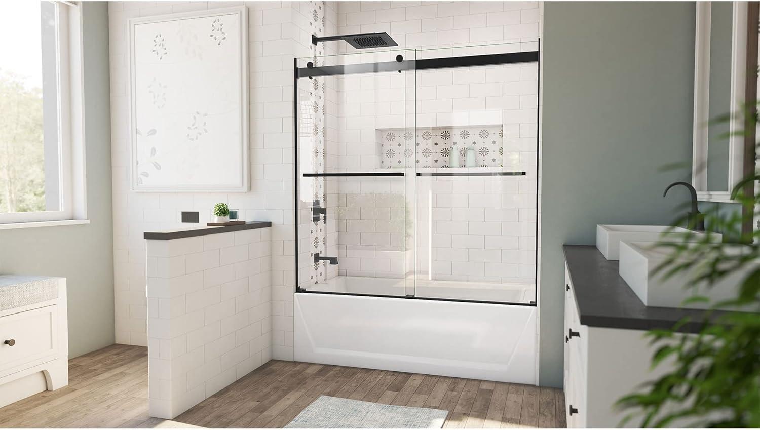 Essence 56" W x 60" H Reversible Frameless Tub Door with ClearMax™ Technology