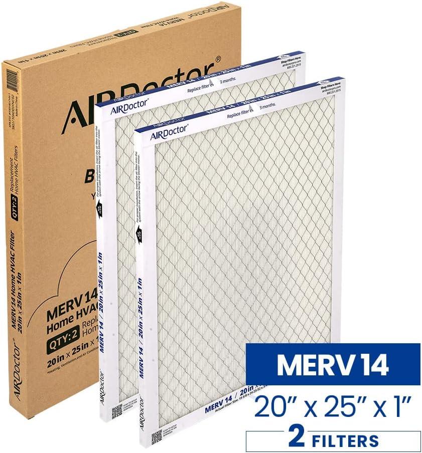 AirDoctor MERV 14 HVAC Pleated Filter Size, 20x25x1, Captures 96% of Pollutants 1-3 Micron in Size