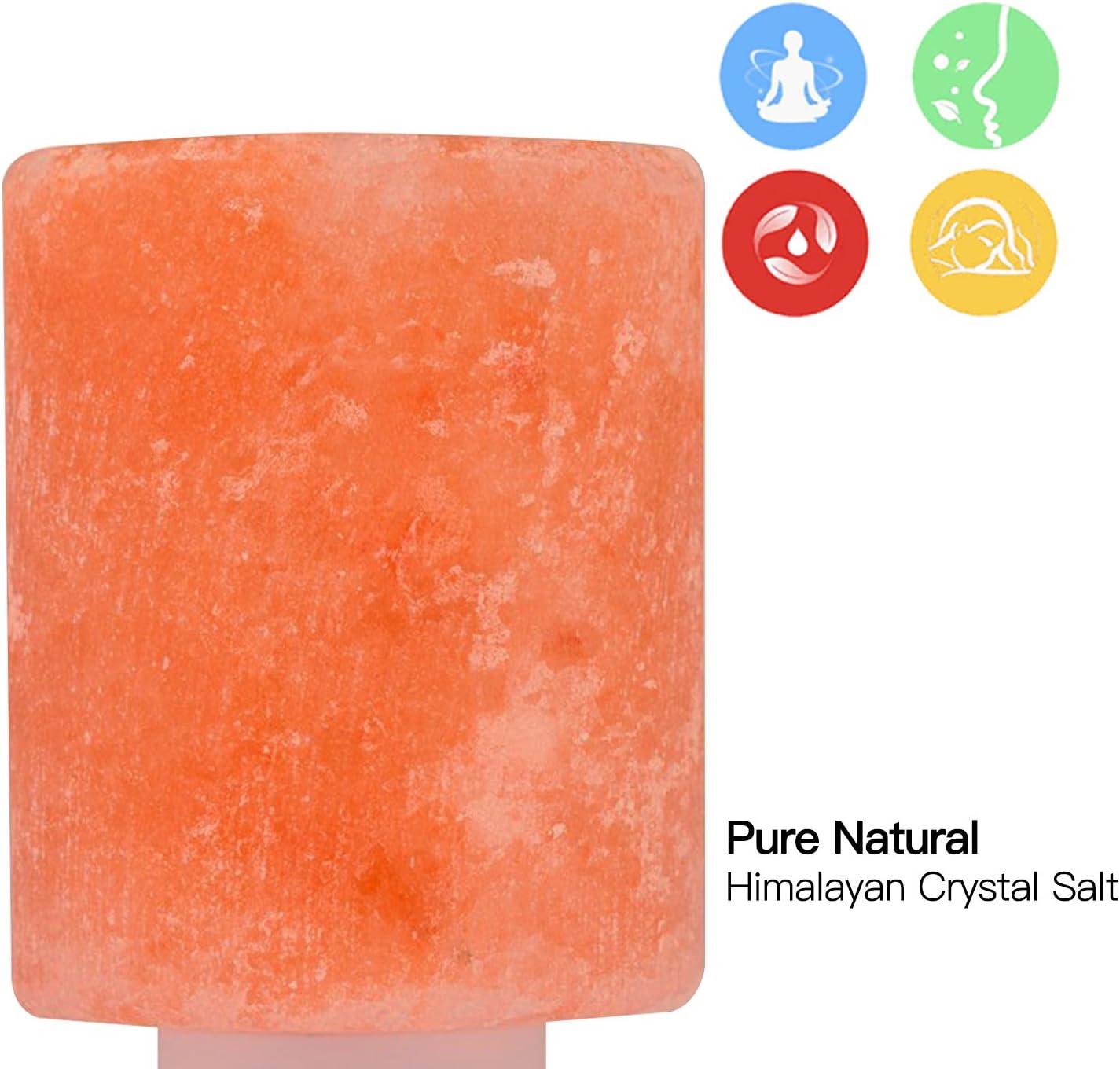 Betus Natural Crystal Himalayan Salt Wall Lamp - Air Purifying Night Light - 360° Rotatable Plug 7W Bulb - Cylindrical