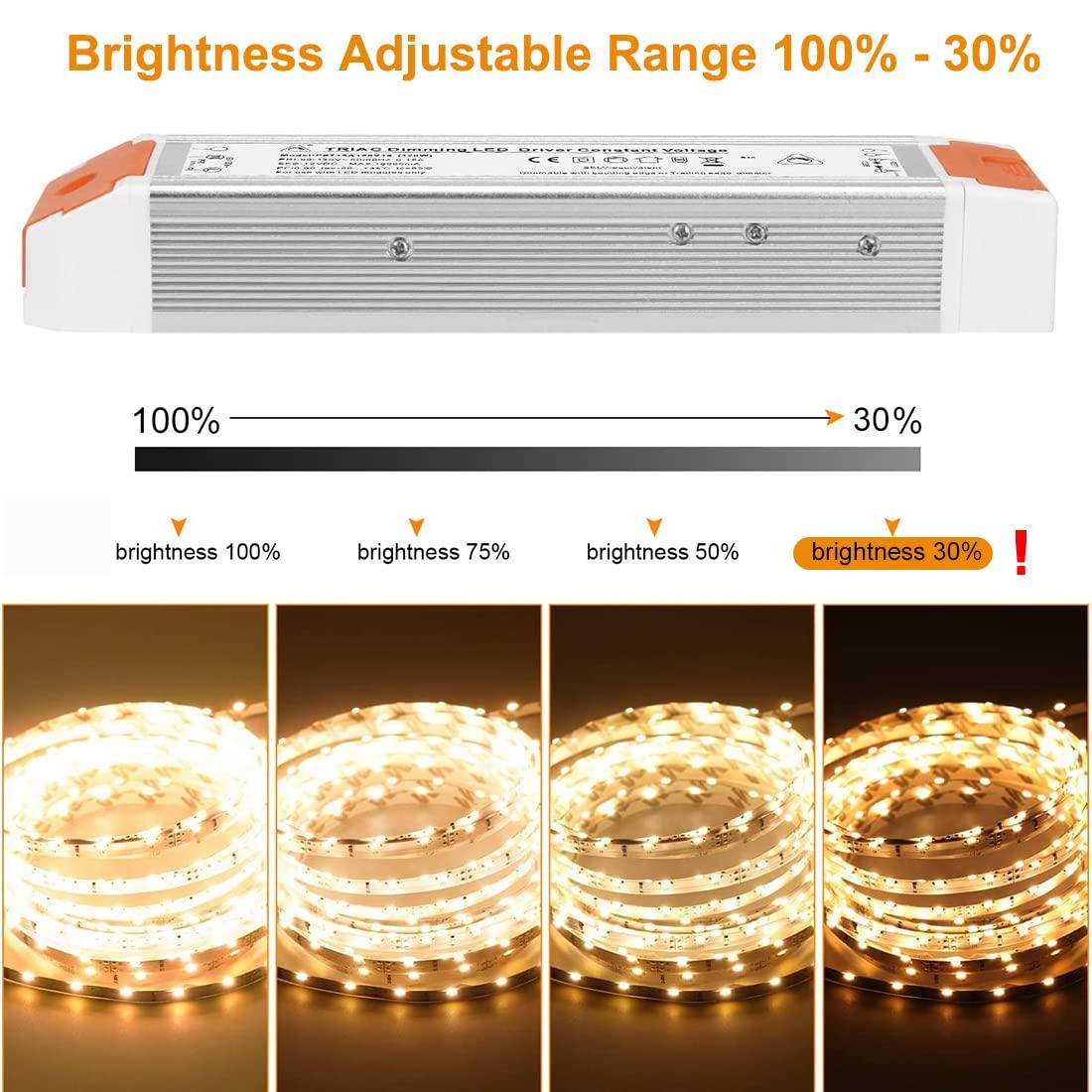 LED Dimmable Driver 120W 12V DC Quiet Operation Universal Regulated 12V Dimmable Power Supply Low Voltage Transformer for Constant LED Lights